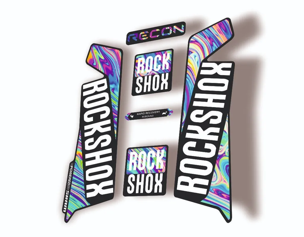 Rock Shox RECON 2016-17 Mountain Bike Cycling Decal Kit Sticker Oil Slick 1