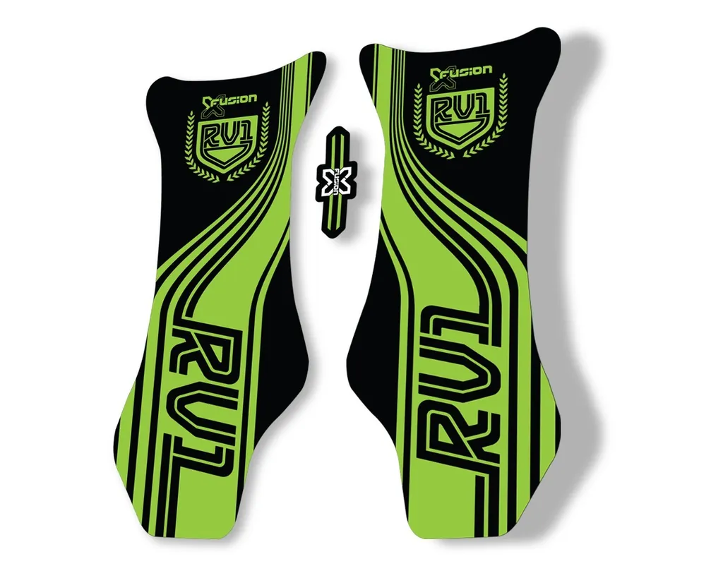 X Fusion RV1 2018 Front Shock Suspension Sticker Factory Decal Green