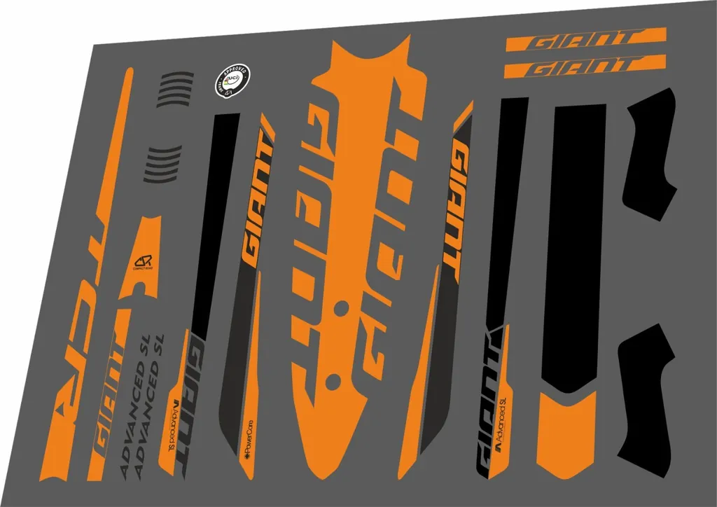 Bicycle Vinyl Stickers – Fits GIANT TCR Advanced SL Bike Frames – Orange