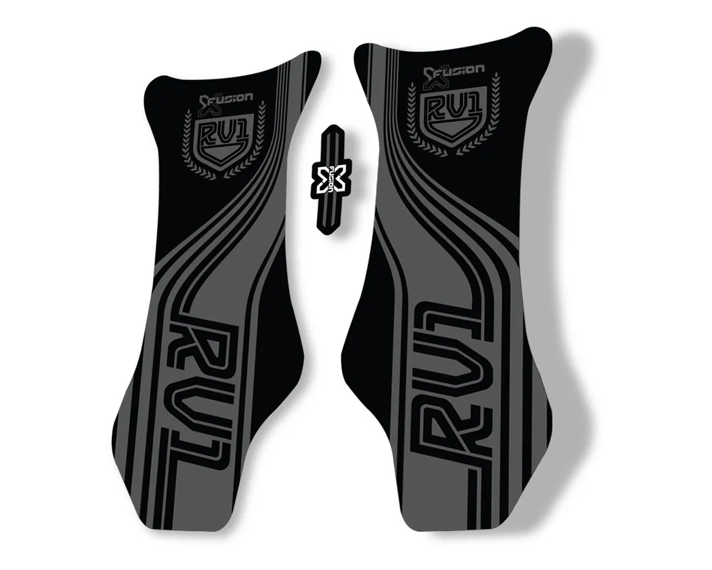 X Fusion RV1 2018 Front Shock Suspension Sticker Factory Decal Gray