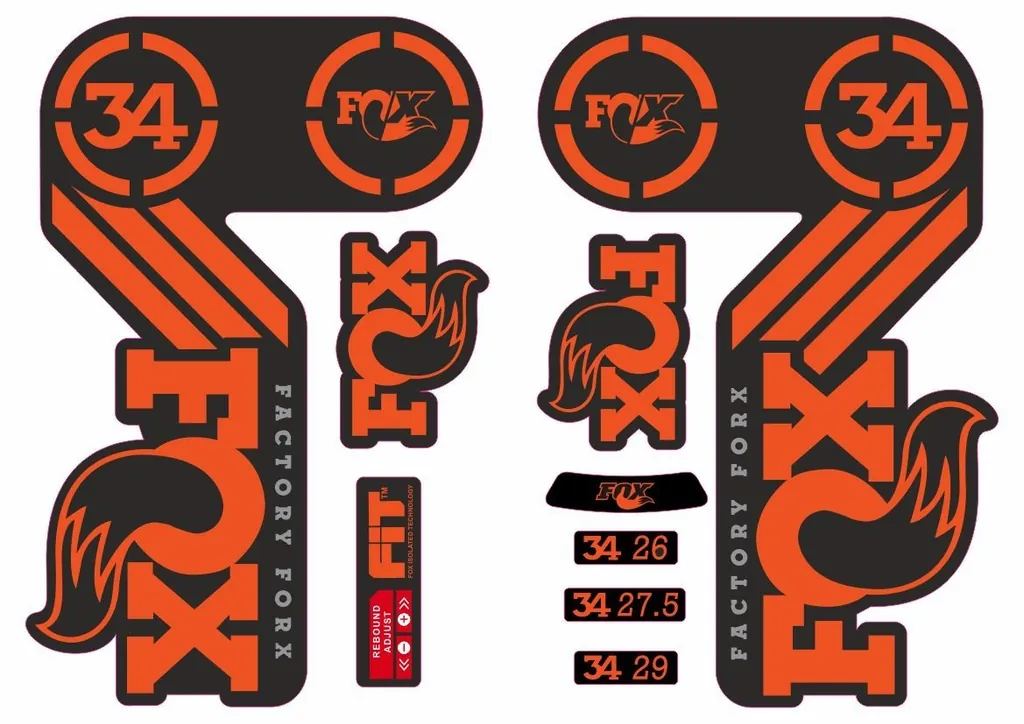 FOX 34 Heritage 2015 Fork Suspension Factory Decal Sticker Adhesive Orange