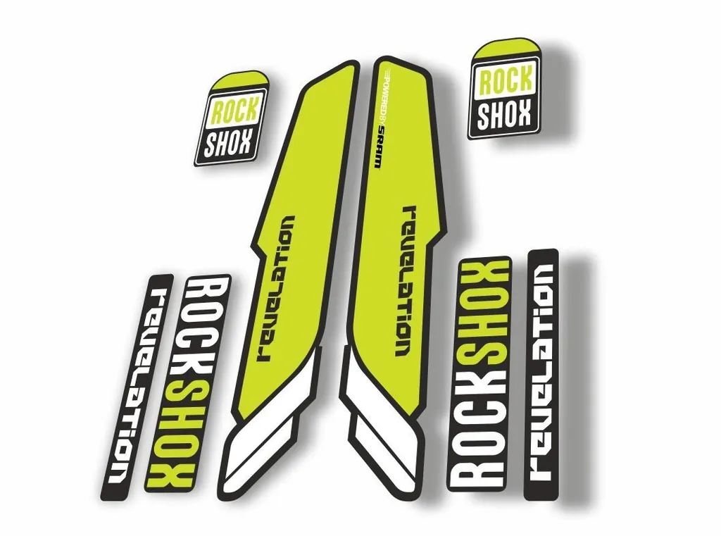 Rock Shox REVELATION 2013 Mountain Bike Cycling Decal Kit Sticker Lime Green
