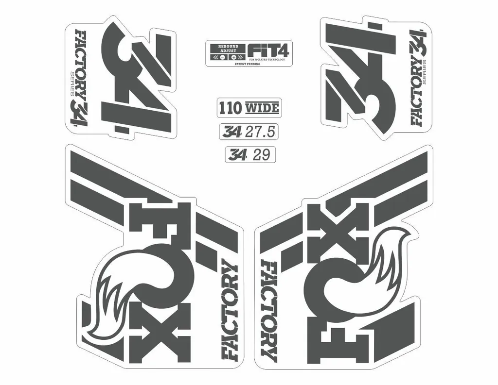 FOX 34 Float 2018-19 Forks Suspension Factory Decals Sticker Adhesive White Gray