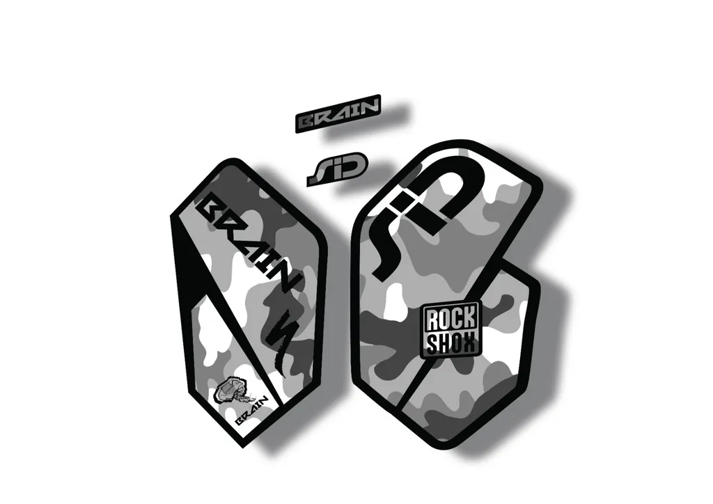 Rock Shox SID Brain 2012 Mountain Bike Cycling Decal Sticker Adhesive White Camo