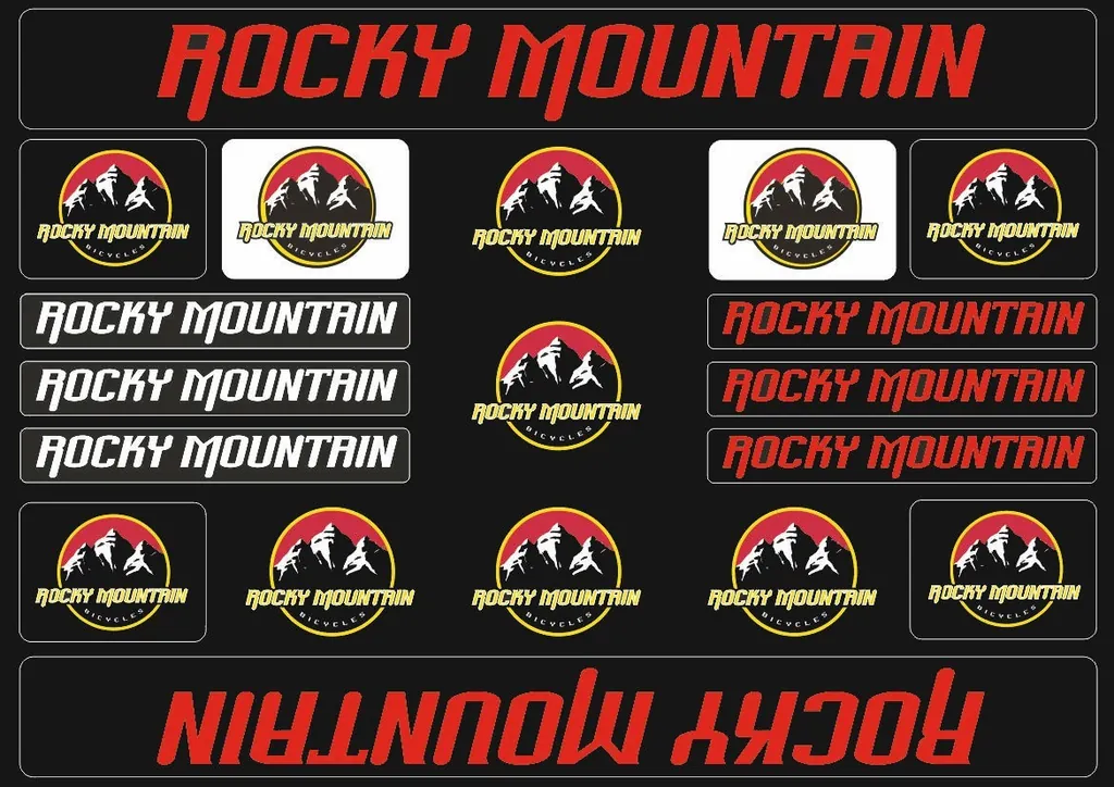 Bicycle Vinyl Stickers – Compatible with Rocky Mountain Bikes – Red