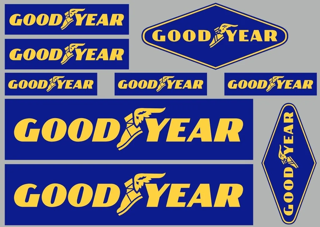 GOODYEAR Decals Quality Stickers Vinyl Graphic Set Logo Adhesive Kit 9 Pcs
