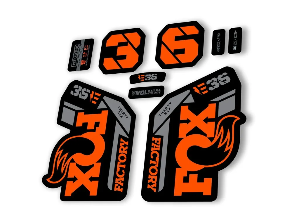 FOX 36 E-Bike Fork Decal Sticker Set 2021 Factory MTB Suspension Orange Gray