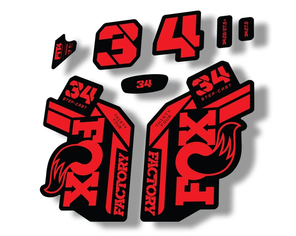 FOX 34 Step Cast SC 2021 Factory Fork Decals Suspension Sticker Adhesive Red