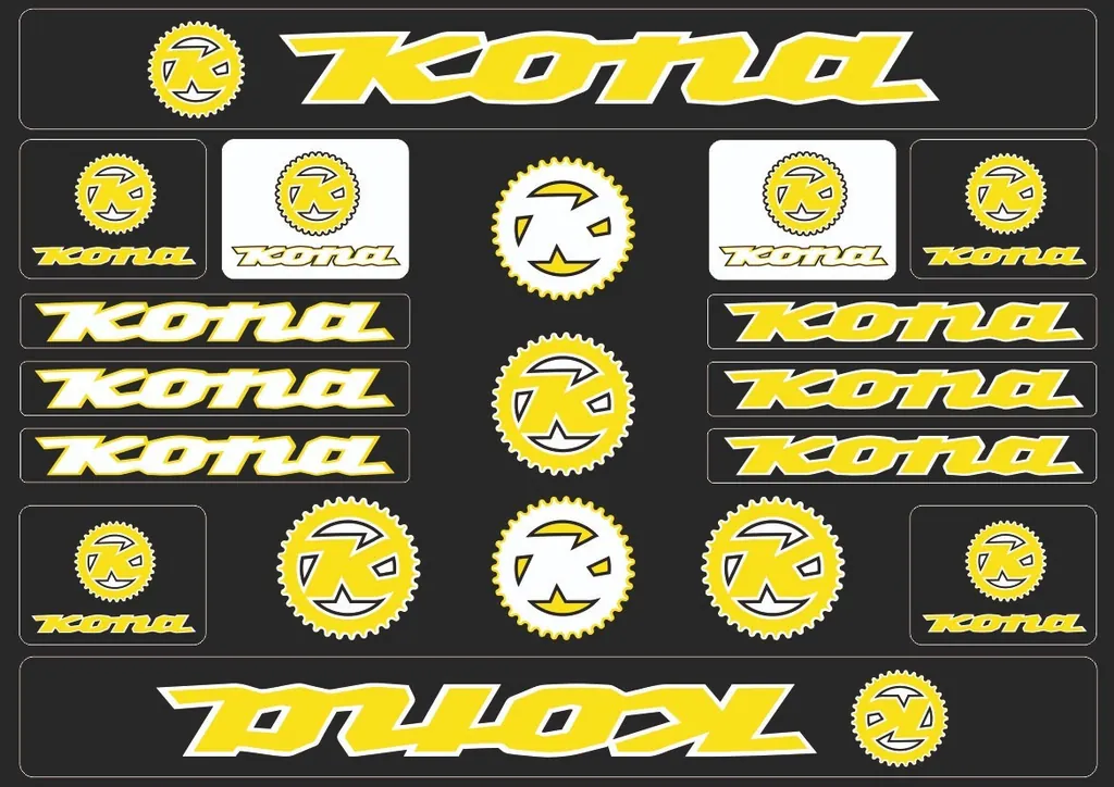 Bicycle Vinyl Stickers – Compatible with KONA Bikes Yellow