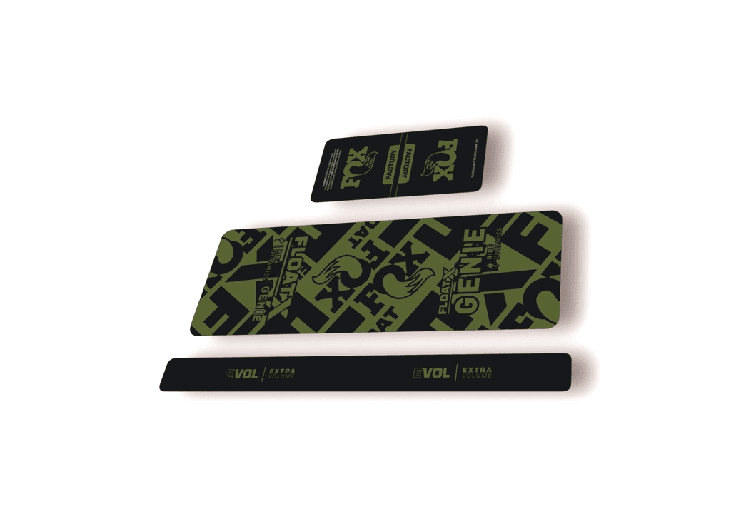 FOX Float X GENIE 2025 Rear Shock Decal Sticker Kit Adhesive Olive