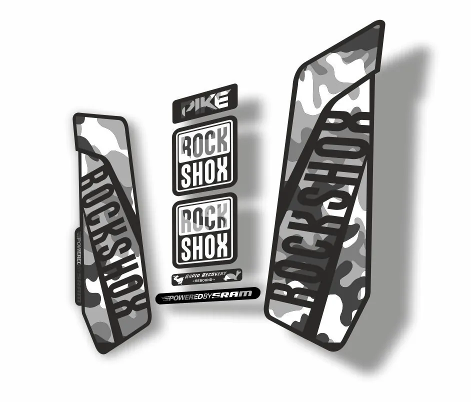 Rock Shox Pike 2016 Mountain Bike Cycling Decal Kit Sticker Adhesive White Camo