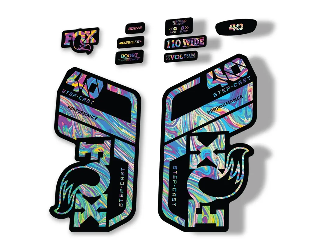 FOX 40 Step Cast SC 2021 Performance Fork Decals Suspension Sticker Oil Slick 1
