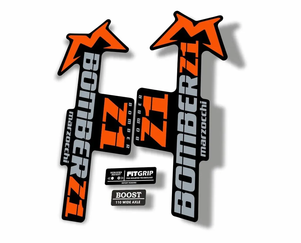 Marzocchi Bomber Z1 2018 Fork Suspension Sticker Decal Kit Adhesive Orange Gray