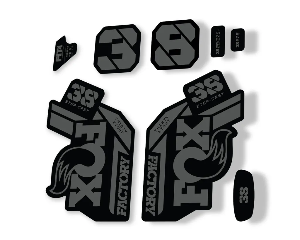 FOX 38 Step Cast SC 2021 Factory Fork Decals Suspension Sticker Adhesive Gray