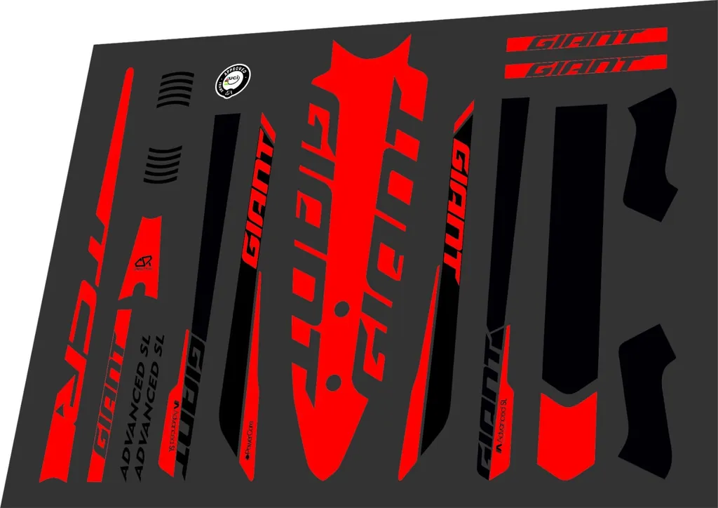 Bicycle Vinyl Stickers – Fits GIANT TCR Advanced SL Bike Frames – Red