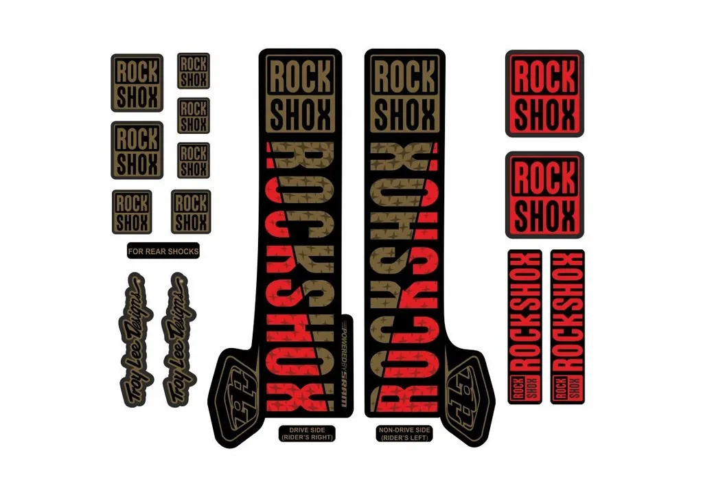 Rock Shox Troy Lee Fork Decal Mountain Bike Cycling Sticker Adhesive Red Gray