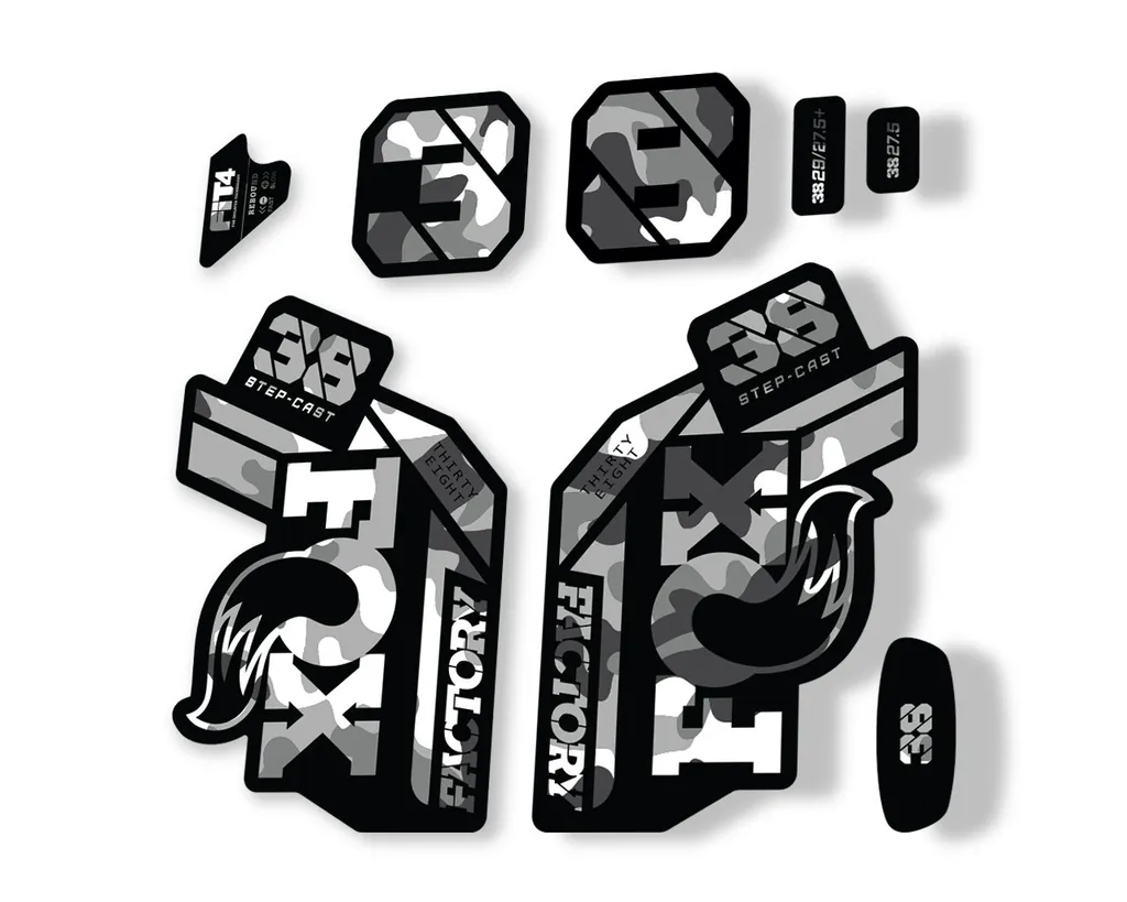 FOX 38 Step Cast SC 2021 Factory Fork Decals Suspension Sticker White Camo