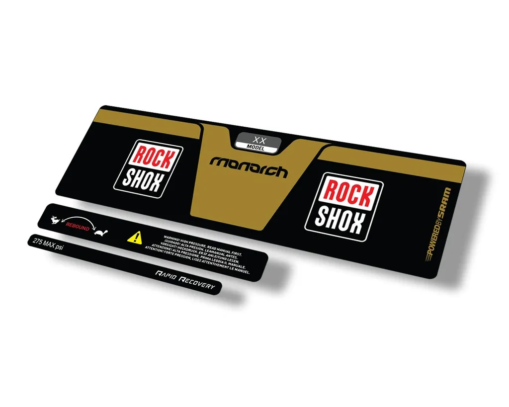 Rock Shox 2014 Monarch XX Rear Shock Decal Sticker Adhesive Set Gold