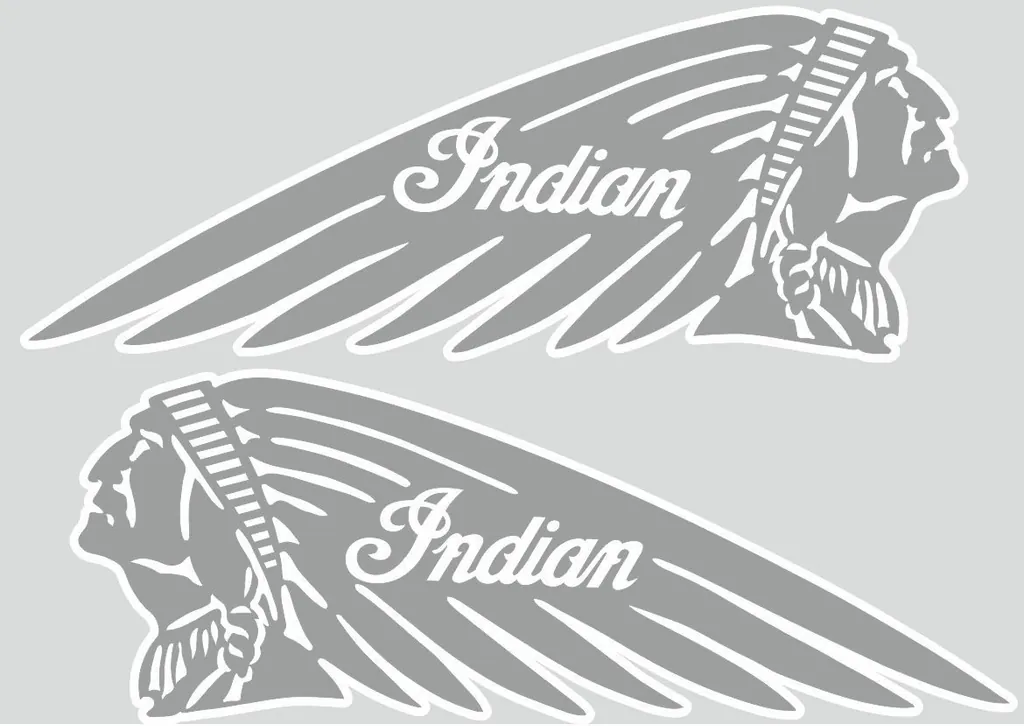 INDIAN WAR BONNET MOTORCYLES Vinyl Decal Adhesive Sticker 11"x4" Gray 2 Pcs