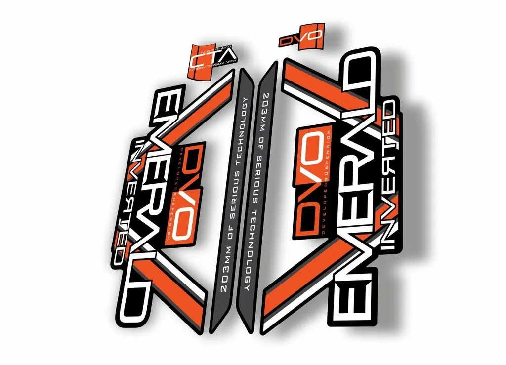 DVO 2016 EMERALD 27.5 - 29 Fork Suspension Sticker Decal Kit Adhesive Orange
