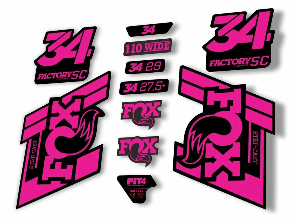 FOX 34 Step Cast SC 2019 Fork Suspension Factory Decal Stickers Adhesive Pink