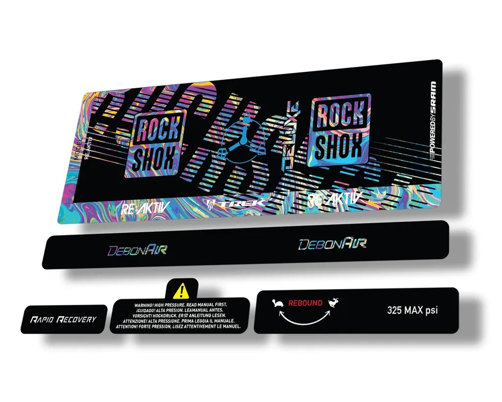 Rock Shox Deluxe RT3 RE AKTIV 2020 Rear Shock Decal Sticker Set Oil Slick 1