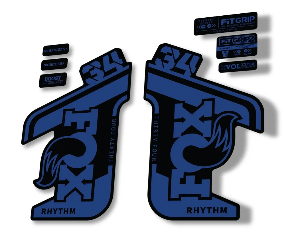 FOX 34 RHYTHM 2021 Forks Suspension Factory Decal Sticker Adhesive Dark Blue
