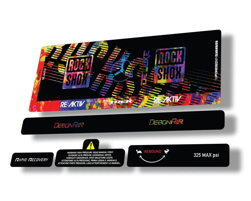 Rock Shox Deluxe RT3 RE AKTIV 2020 Rear Shock Decal Sticker Set Oil Slick