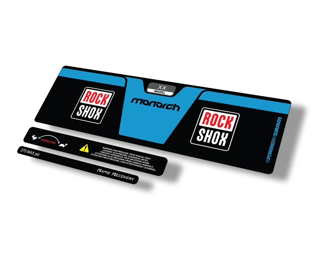 Rock Shox 2014 Monarch XX Rear Shock Decal Sticker Adhesive Set Blue