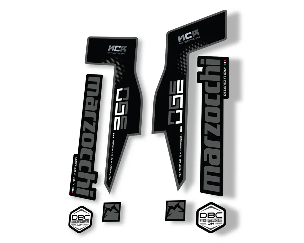 Marzocchi 350 NCR Titanium Fork Suspension Sticker Decal Adhesive Kit Gray
