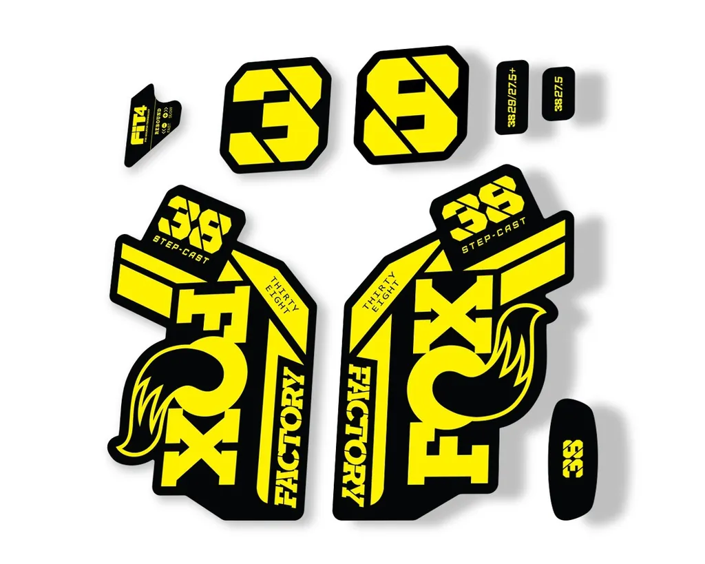 FOX 38 Step Cast SC 2021 Factory Fork Decals Suspension Sticker Adhesive Yellow