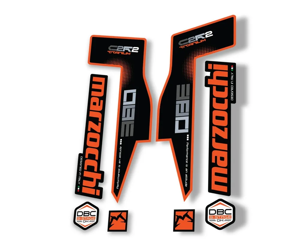 Marzocchi 380 C2R2 Titanium Suspension Graphic Decal Kit Sticker Set Orange
