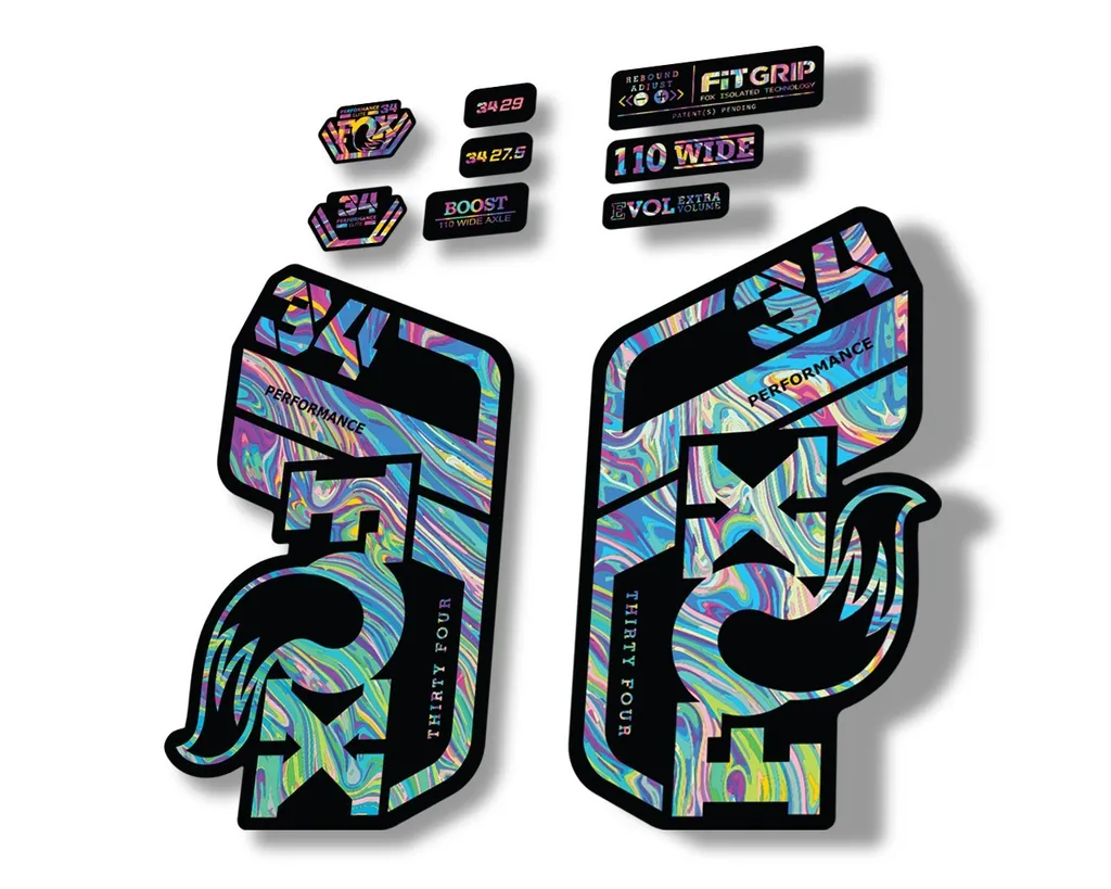 FOX 34 Performance 2021 Factory Fork Decals Suspension Sticker Oil Slick 1
