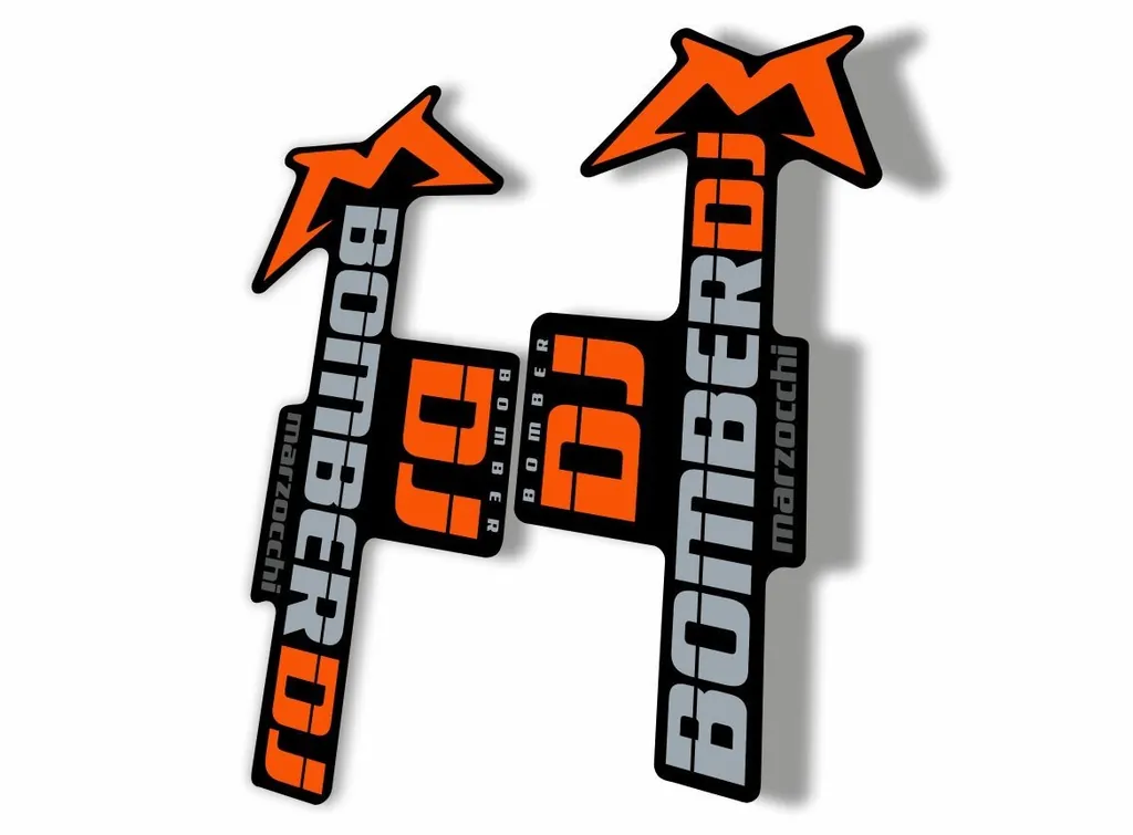 Marzocchi Bomber DJ 2020 Fork Suspension Sticker Decal Kit Adhesive Orange Gray