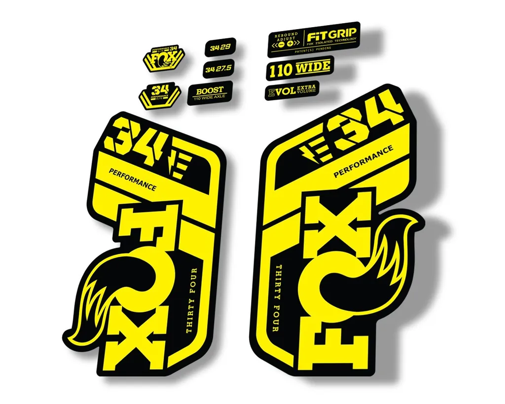 FOX 34 Performance E Bike 2021 Factory Fork Decals Suspension Sticker Yellow