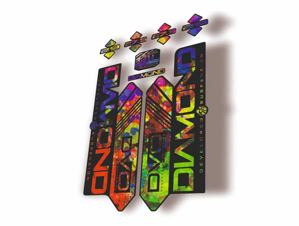 DVO 2016 Diamond 27.5 - 29 Fork Suspension Sticker Decal Kit Adhesive Oil Slick
