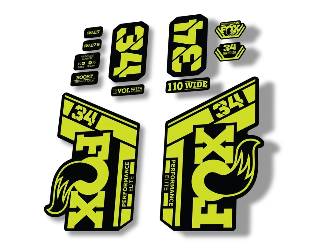 FOX 34 Performance Elite 2021 Factory Fork Decals Suspension Sticker Lime Green