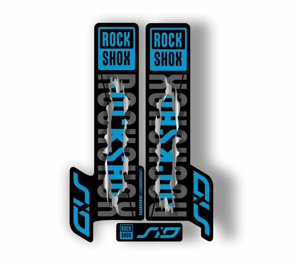 Rock Shox SID 2018 Mountain Bike Cycling Decal Kit Sticker Adhesive Metal Torn