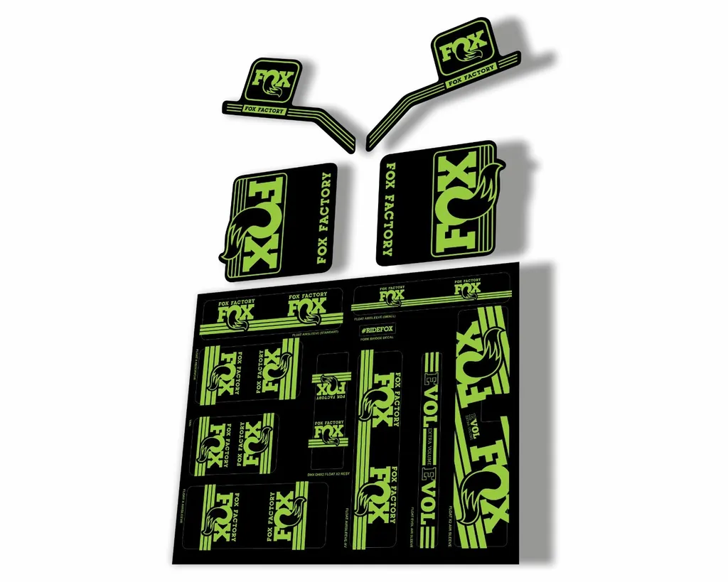 Fox Heritage 2017 Forks Suspension & Shocks Decal Sticker Adhesiv Kit Green