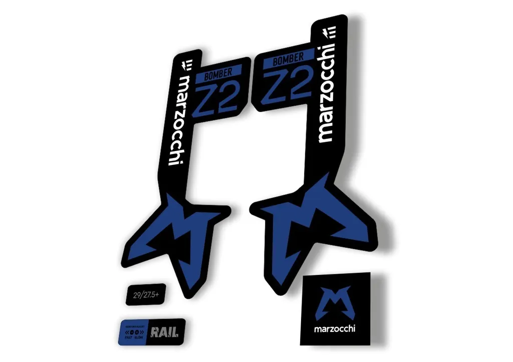 Marzocchi Bomber Z2 Eoptimized 2025 Fork Suspension Sticker Decal Kit Dark Blue