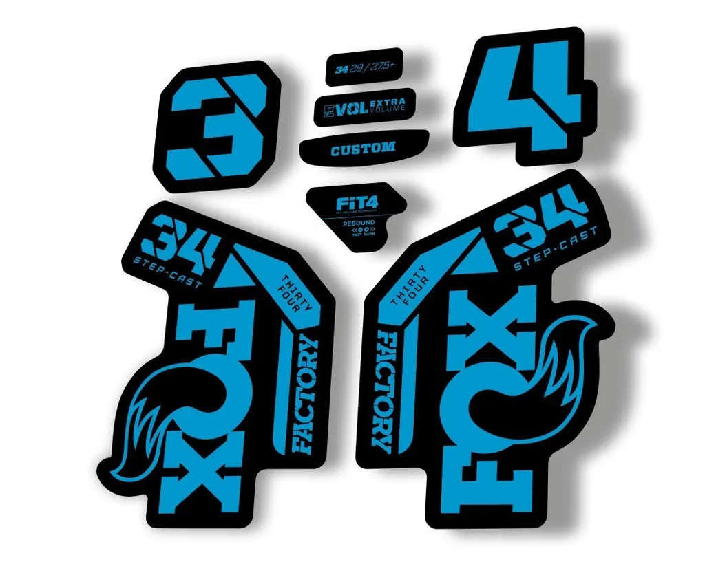 FOX 34 Step Cast SC 2023 Factory Fork Decals Suspension Sticker Blue