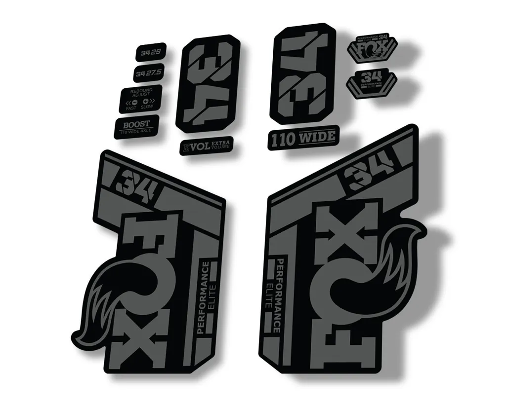 FOX 34 Performance Elite 2021 Factory Fork Decals Suspension Sticker Gray