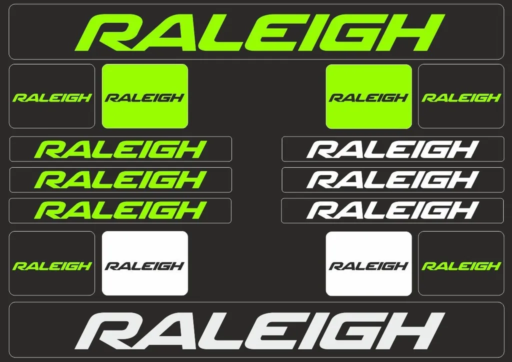 Bicycle Vinyl Stickers – Compatible with RALEIGH Mountain Bikes – Green