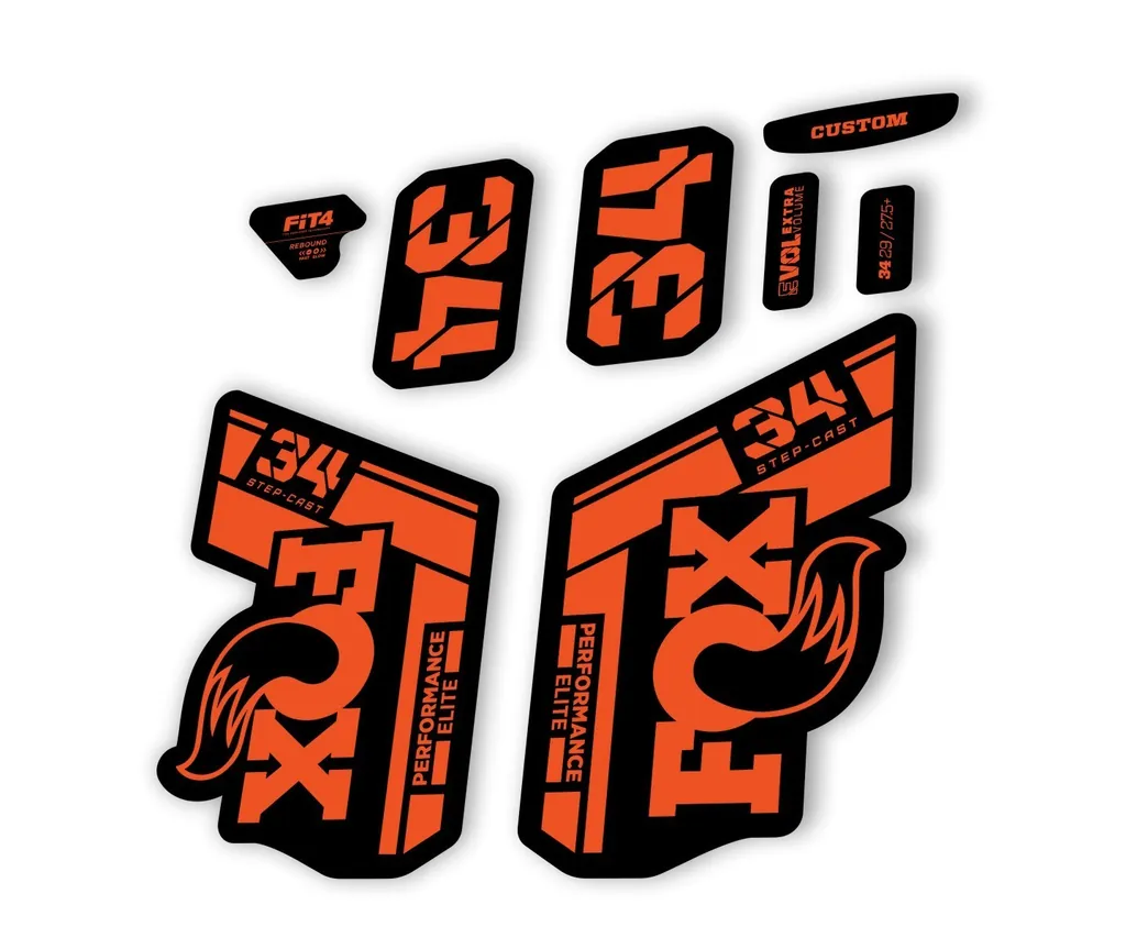 FOX 34 Step Cast Elite 2021 Factory Fork Decals Suspension Sticker Orange