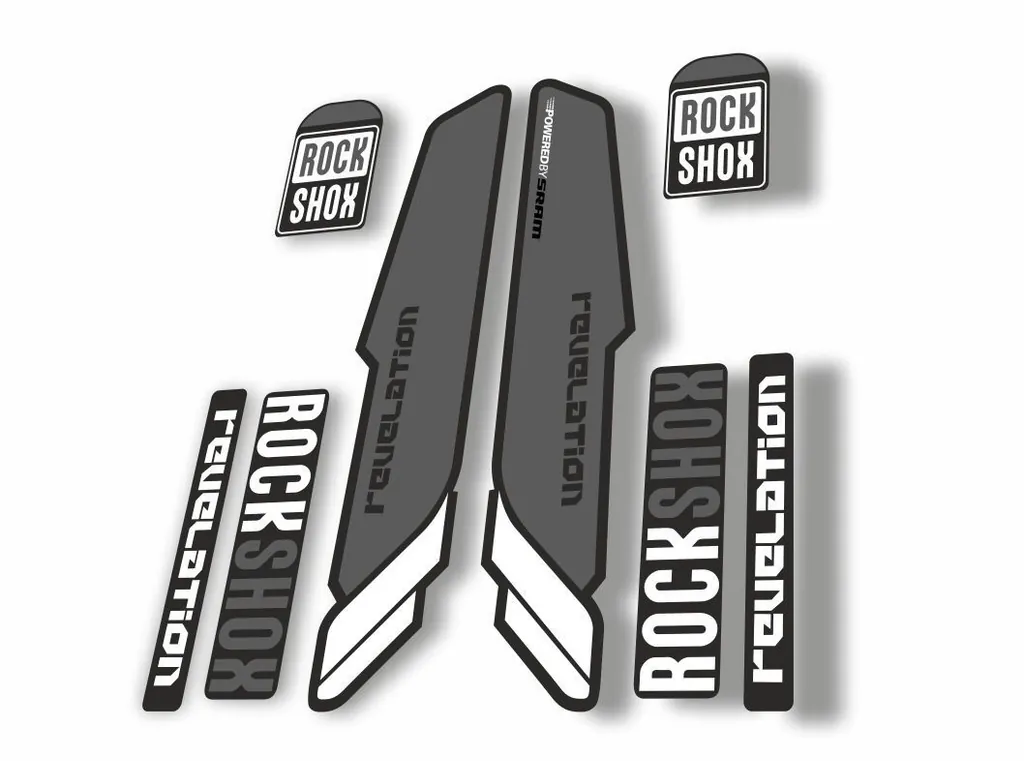 Rock Shox REVELATION 2013 Mountain Bike Cycling Decal Kit Sticker Adhesive Gray