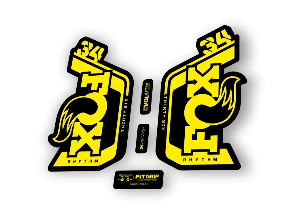 Fox 34 Rhythm 2024 Fork Suspension Factory Decal Sticker Adhesive Yellow