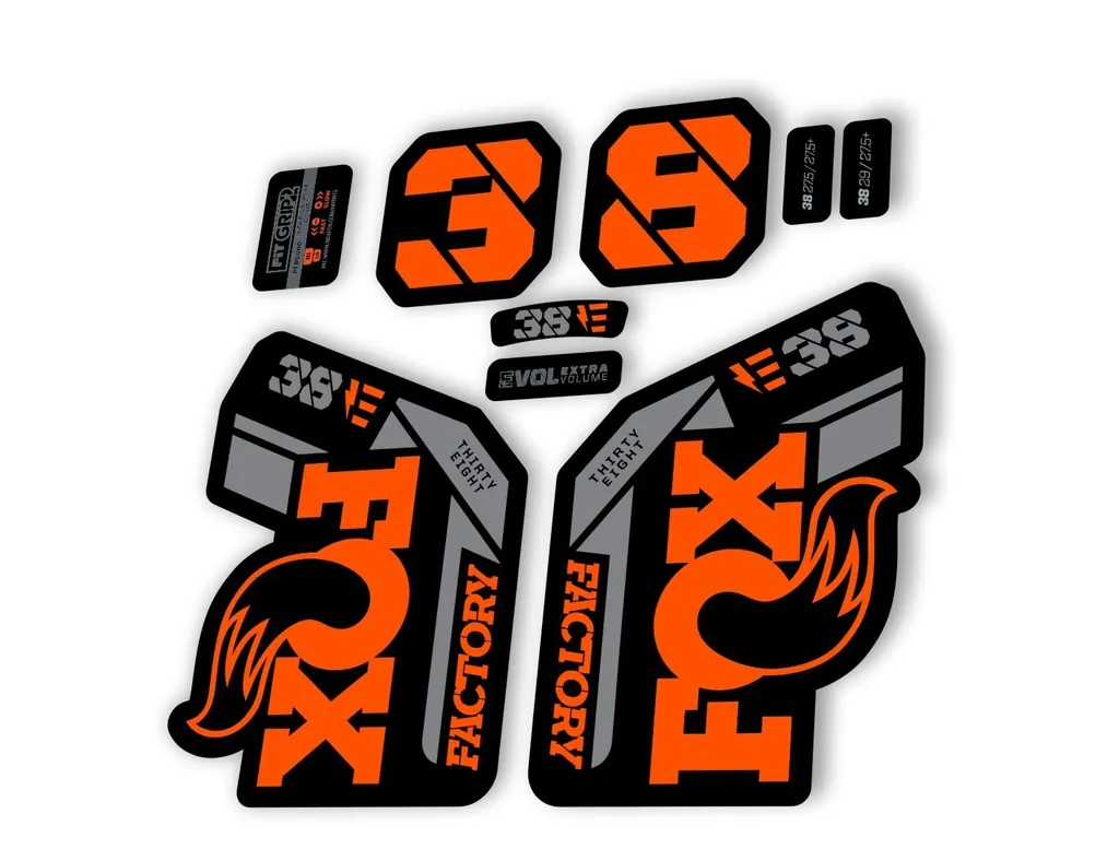 FOX 38 2021 E Bike Forks Suspension Factory Decal Sticker Adhesive Orange Gray