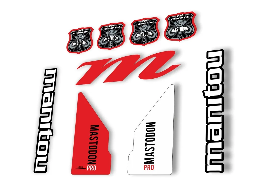 Manitou Mastadon Pro 2017 Fork Suspension Decal Kit Sticker Red White