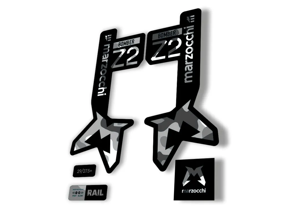 Marzocchi Bomber Z2 Eoptimized 2025 Fork Suspension Sticker Decal Kit White Camo