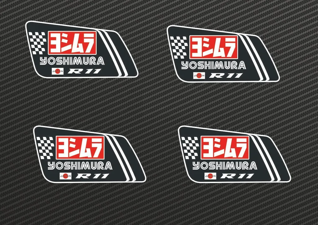 Yoshimura NEW Exhaust Muffler Decal R11 Replacement Adhesive Sticker 4X Set